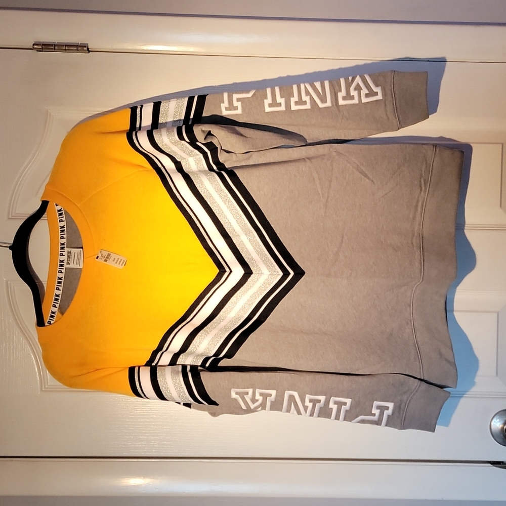 Victorias Secret Pink Oversized Sweater Yellow, Gray, White Size XS